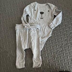Old Navy Gray Bear Face Kids Matching Set